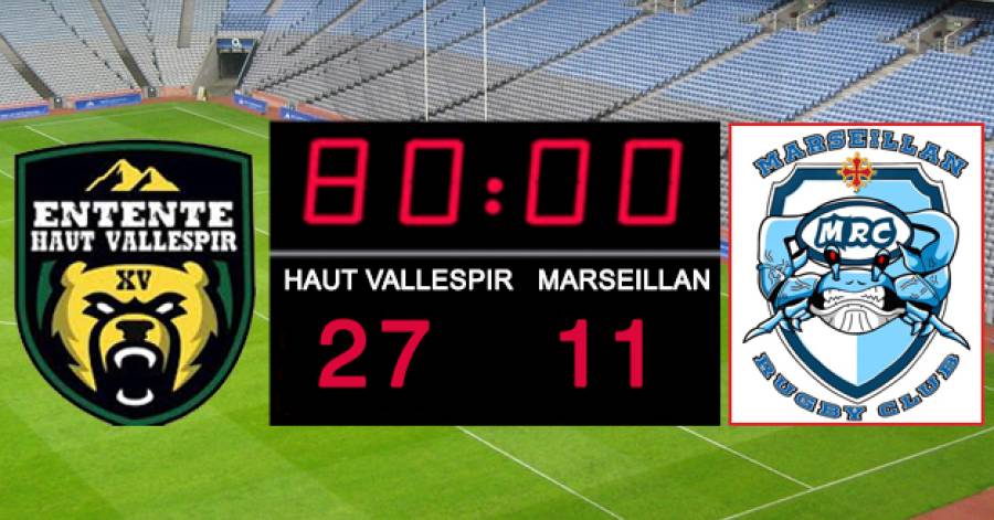 MARSEILLAN - Rugby : Le MRC s'incline 27 à 11 devant une belle équipe de HAUT VALLESPIR