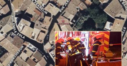 MARSEILLAN - Les sapeurs-pompiers maîtrisent l' incendie  d'un immeuble cette nuit à Marseillan